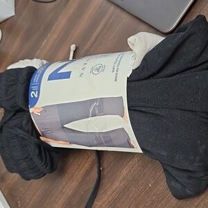 Natori Size L Black and Beige 2 Pack of Relaxed Fit Lounge Pants